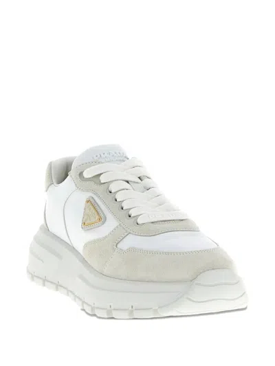 Prada Prax 2.0 Re-nylon And Suede Sneakers Shoes In White