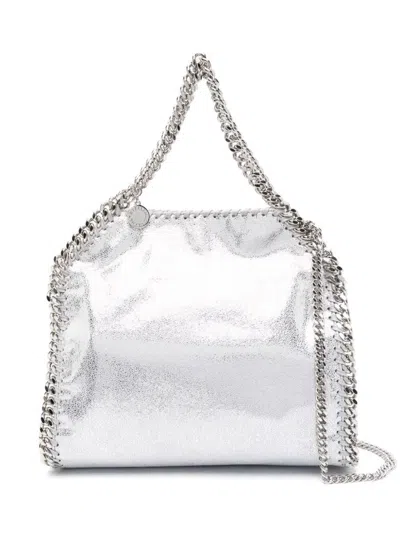 Stella Mccartney Mini Falabella Metallic Faux Leather Tote In Silver