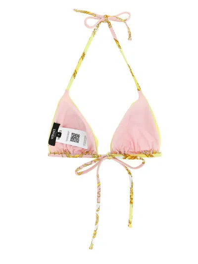 Versace Barocco Triangle Bikini Top Adjustable Straps In Multi