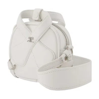 Courrèges Mini Loop Bag With Distinctive Handle In Smooth White Leather In White