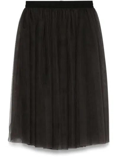 Dolce & Gabbana Women Tulle Midi Skirt In Gray