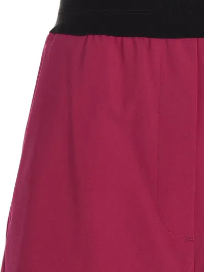 Msgm Bermuda Wool Shorts Elastic Waistband In Red