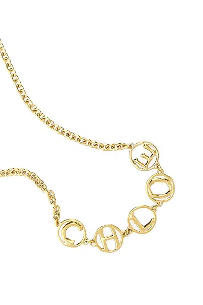 Chloé Golden Logo Script Choker Necklace In Gold