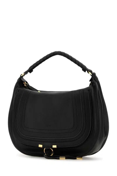 Chloé Small Black Leather Marcie Shoulder Bag Women In Black