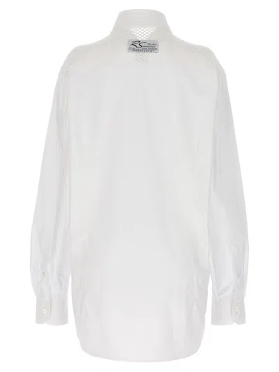 Raf Simons Mesh Insert Shirt Shirt And Blouse White In White