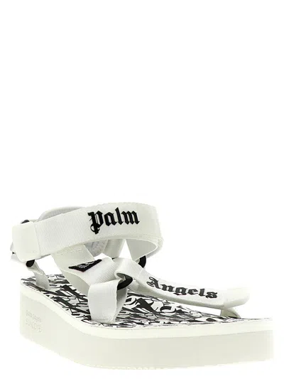 Palm Angels Suicoke Logoed Fabric Sandals In White