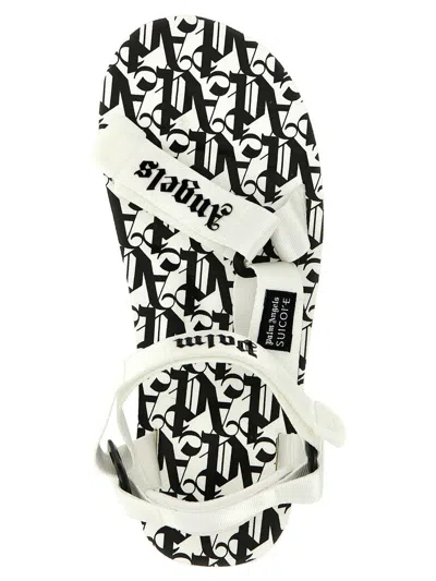 Palm Angels Suicoke Logoed Fabric Sandals In White