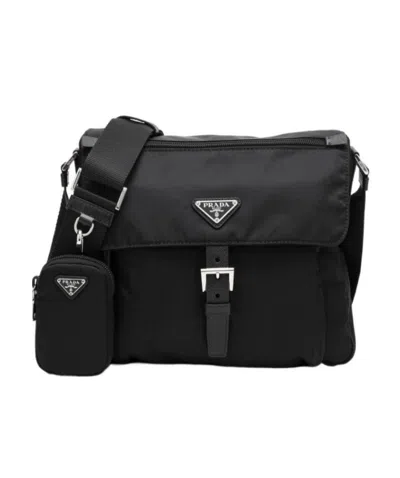 Prada Logo Cross-body Bag In Black