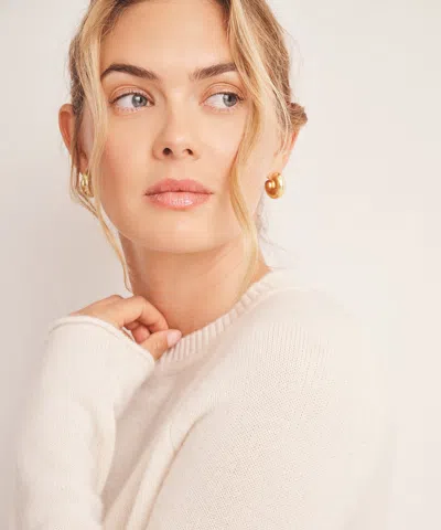 Naadam Luxe Cashmere Saddle Crewneck Sweater In White