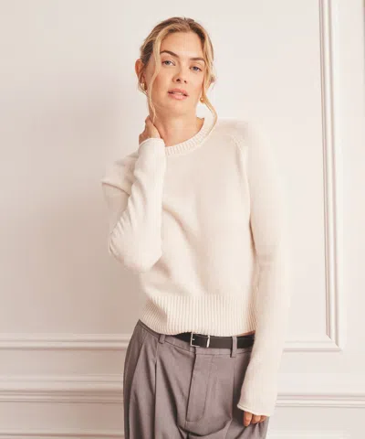 Naadam Luxe Cashmere Saddle Crewneck Sweater In White
