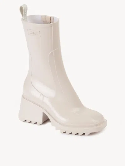 Chloé Dove Grey Rubber Betty Ankle Boots In White