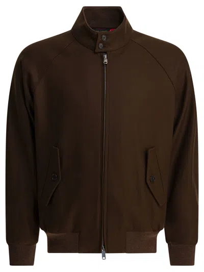 Baracuta Melton Bomber Jacket Collar Button In Brown