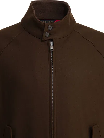 Baracuta Melton Bomber Jacket Collar Button In Brown