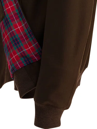 Baracuta Melton Bomber Jacket Collar Button In Brown