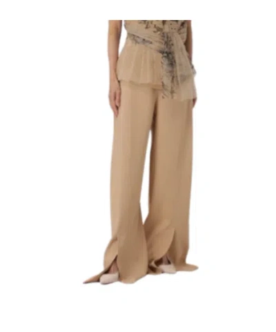 Alberta Ferretti Wide-leg High Waist Pants With Acetate Blend In Nude
