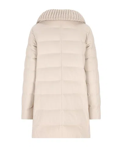 Herno Long-sleeved Zip-up Padded Coat In Brown