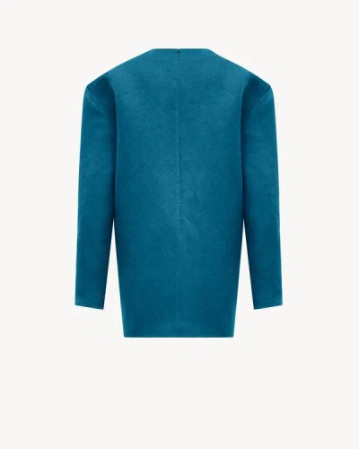 Saint Laurent Long-sleeved Dress In Blue