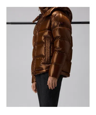 Peuterey Iridescent Down Jacket With Hood In Orange