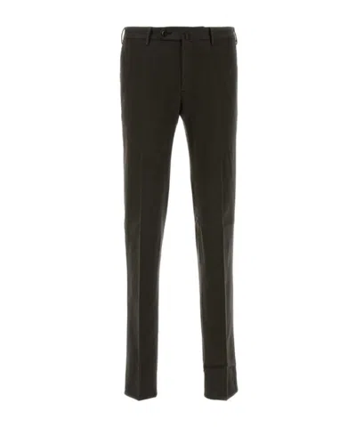 Pt Torino Dark Brown Stretch Cotton Blend Pant In Black