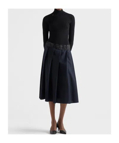 Prada Ribbed Logo Turtleneck Sweater In Black