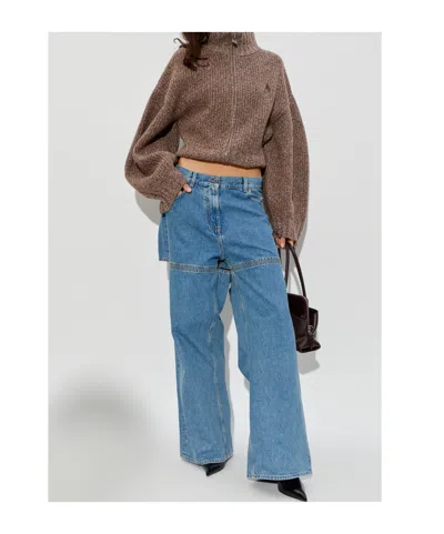 Attico The  Ribbed Knit Cardigan In Brown