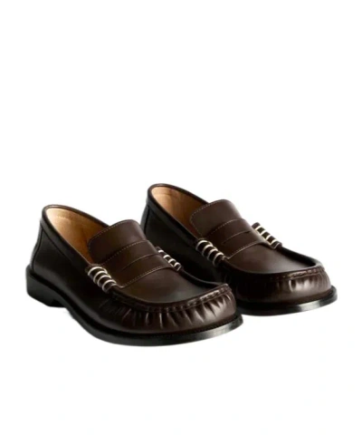 Jw Anderson Mens Loafer Moccasins In Chocolate Brown In Multi