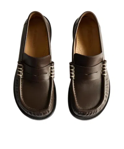 Jw Anderson Mens Loafer Moccasins In Chocolate Brown In Multi