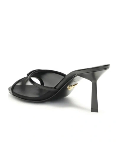 Prada Logo Detailed Heeled Sandals In Black