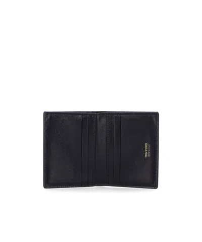 Tom Ford Black Croc-embossed Leather Cardholder In Black