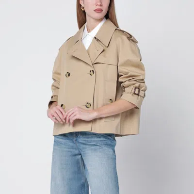 Burberry Cropped Heritage Trench Coat In Beige Gabardine Women In Neutral