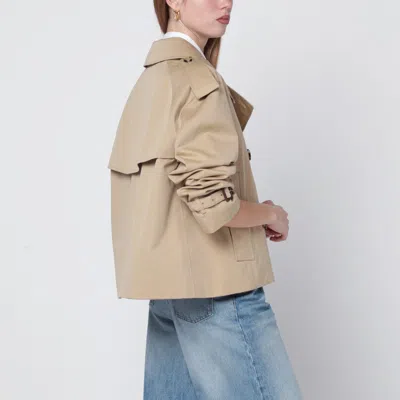 Burberry Cropped Heritage Trench Coat In Beige Gabardine Women In Neutral