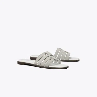 Tory Burch Ines Strappy Leather Flat Sandals In White
