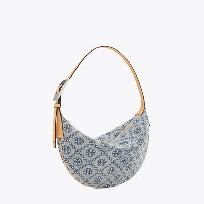 Tory Burch T Monogram Denim Small Balloon Bag In Blue