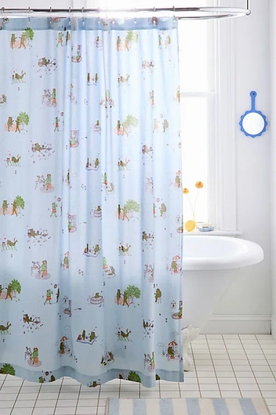 Urban Outfitters Silly Frog Patterned Shower Curtain In Sky At  In Blue