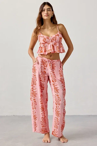 Out From Under Golden Hour Low-rise Wide Leg Pant In Pink Combo, Women's At Urban Outfitters In Pink