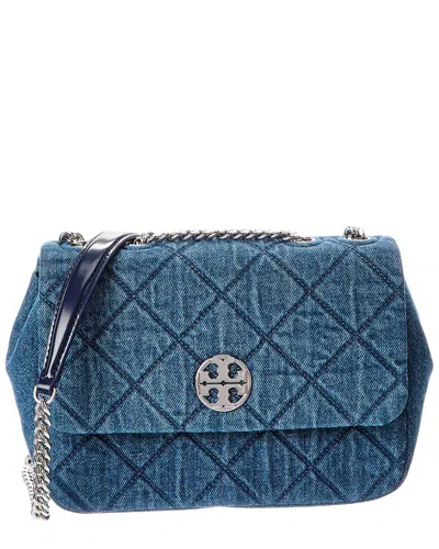 Tory Burch Willa Denim Small Shoulder Bag In Blue