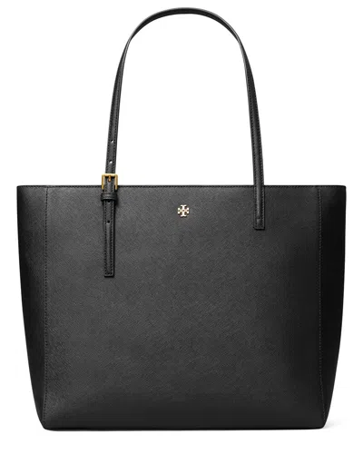 Tory Burch Emerson Leather Tote In Black