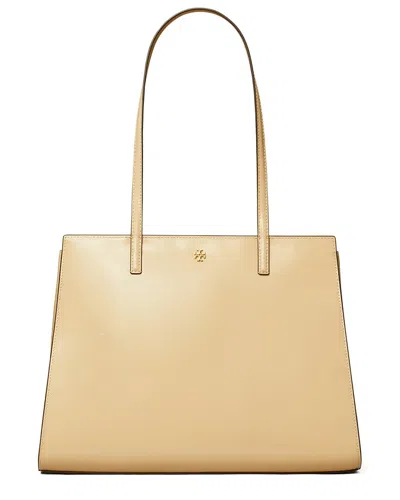 Tory Burch Emerson Patent Work Tote In Brown