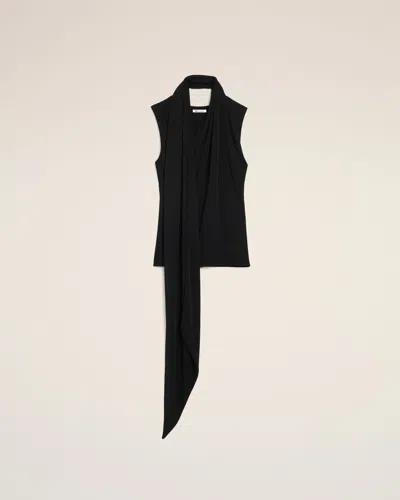 Ami Alexandre Mattiussi Sleeveless Top Asymmetric Hem Draped Detail In Black
