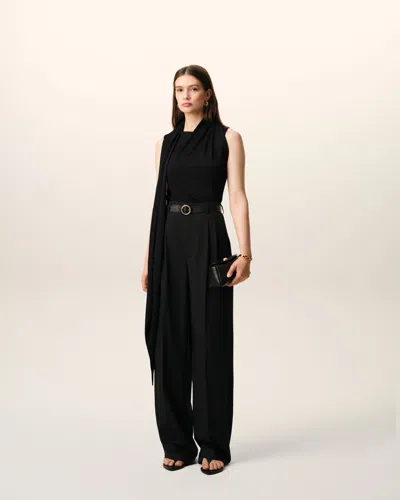 Ami Alexandre Mattiussi Sleeveless Top Asymmetric Hem Draped Detail In Black