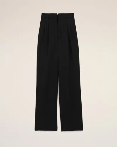Ami Alexandre Mattiussi Black New Wool High Waist Wide Trousers Black In Black