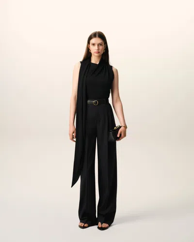 Ami Alexandre Mattiussi Black New Wool High Waist Wide Trousers Black In Black