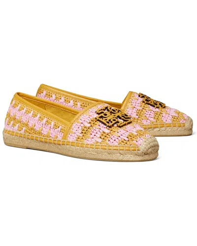 Tory Burch Cut-out Logo Raffia & Leather Espadrille In Multi