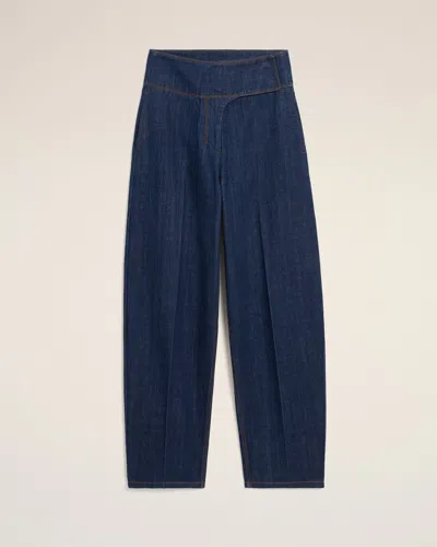 Ami Alexandre Mattiussi Blue Cotton Wrapped Belted Ballon Fit Jeans Blue In Blue