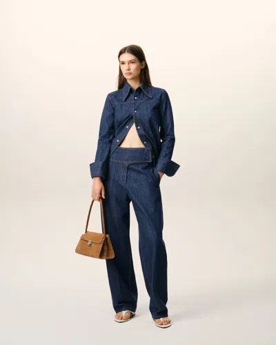 Ami Alexandre Mattiussi Blue Cotton Wrapped Belted Ballon Fit Jeans Blue In Blue