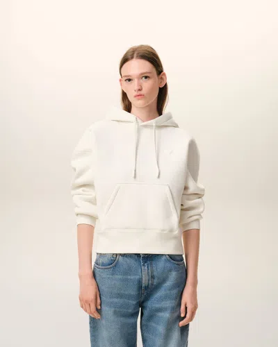 Ami Alexandre Mattiussi White Cotton Embossed Ami De Coeur Hoodie White In White