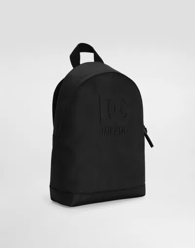 Dolce & Gabbana Nylon Backpack With Dg Patch In Black