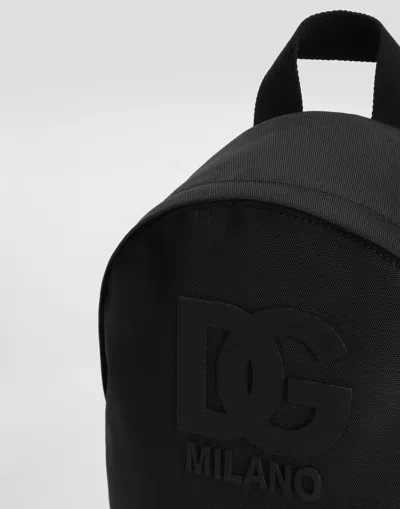 Dolce & Gabbana Nylon Backpack With Dg Patch In Black
