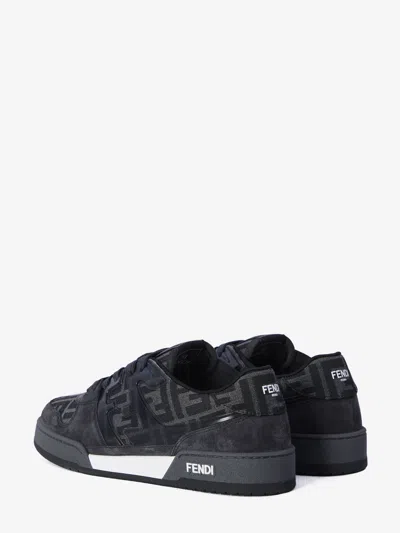 Fendi Match Sneakers In Ff Jacquard Fabric And Suede In Gray