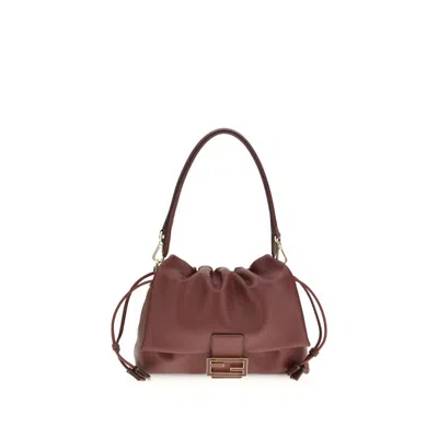Fendi Bordeaux Calf Leather Bos Taurus Shoulder Bag In Brown